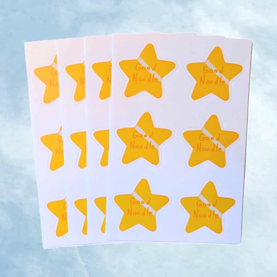 Six count sticker sheet of gold stars 