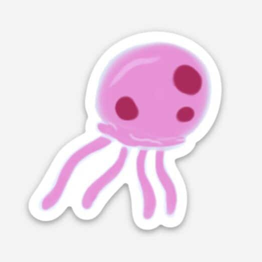 pink jellyfish magnet, digitally drawn